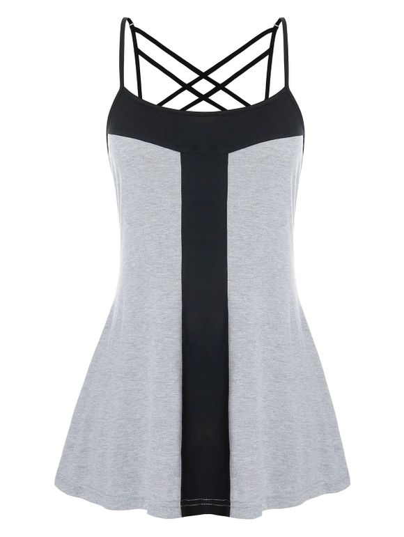 Débardeur Bicolore à Bretelle Croisée de Grande Taille - Gris Clair 5X