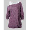 T-Shirt Teinté Tordu avec Débardeur en Coleur Unie - Marron S