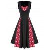 Robe Ligne A Jointive Boutonnée à Pois - Rouge Lave XL