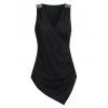 Débardeur Superposé Panneau Asymétrique à Col Plongeant à Paillettes - Noir XL