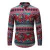 Chemise Henley Eléphant Ethnique Imprimée à Manches Longues - multicolor 2XL
