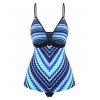 Plus Size Cami Imprimer tankini maillot de bain d'onde - Bleu 2X