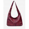 Sac à Bandoulière Simple Motif de Nuit en Cuir - Rouge Vineux 