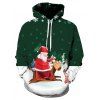Sweat à Capuche Motif Flocon de Neige et Père Noël avec Poche - Vert profond S