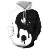 Sweat à Capuche Espace Imprimé en Couleur Contrastée avec Poche - Noir 3XL