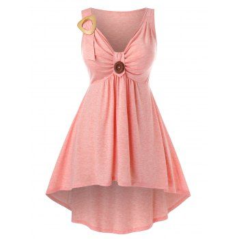

Plus Size Front Knot High Low Tank Top, Light pink