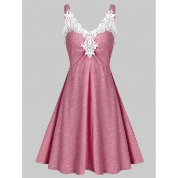 

Lace Insert Ruched Mini Cami Dress, Rose red