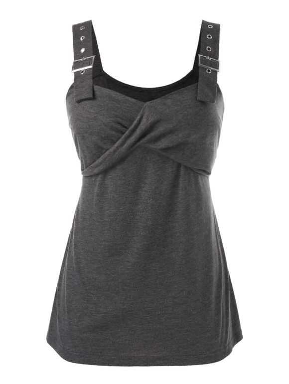 Taille Plus Oeillet Boucle Marled Tank Top - Gris 5X