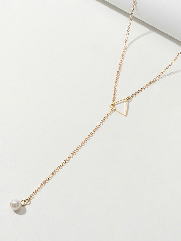 2Pcs Geometric Layers Lariat Necklace Set - GOLD 
