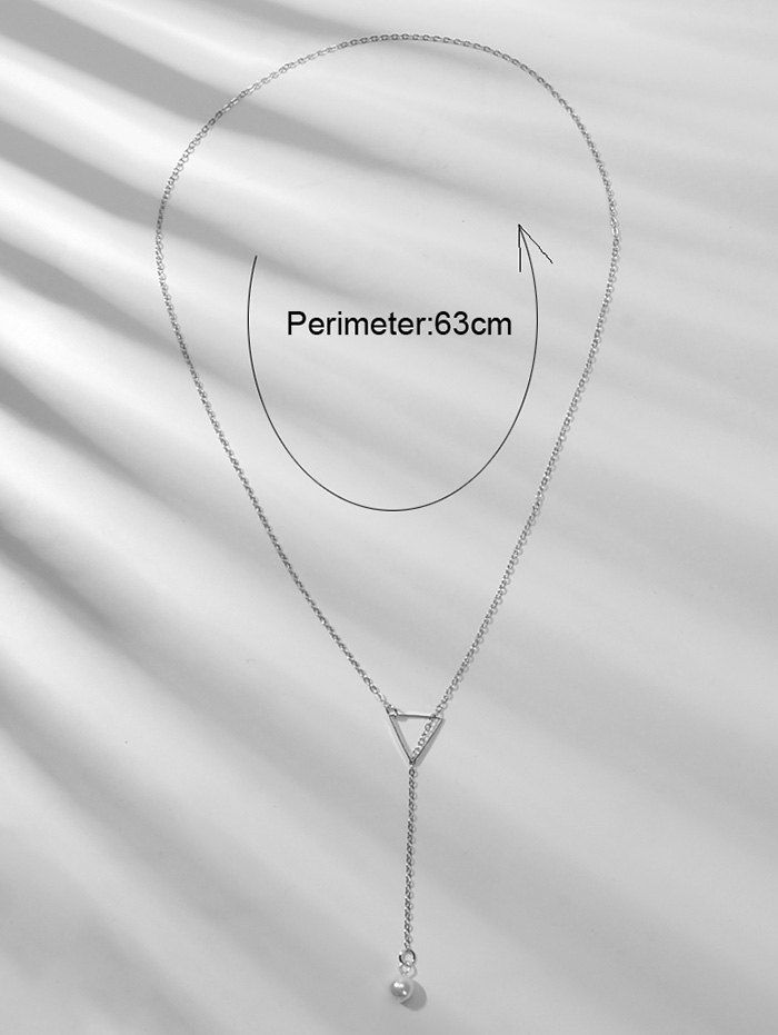 2Pcs Geometric Layers Lariat Necklace Set - SILVER 