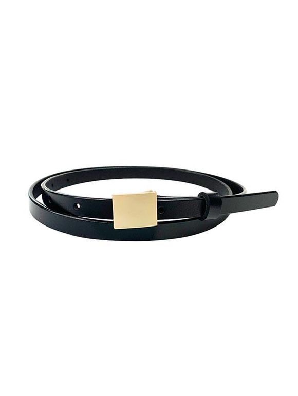 Ceinture Rectangle Bouclée en Cuir - Noir 