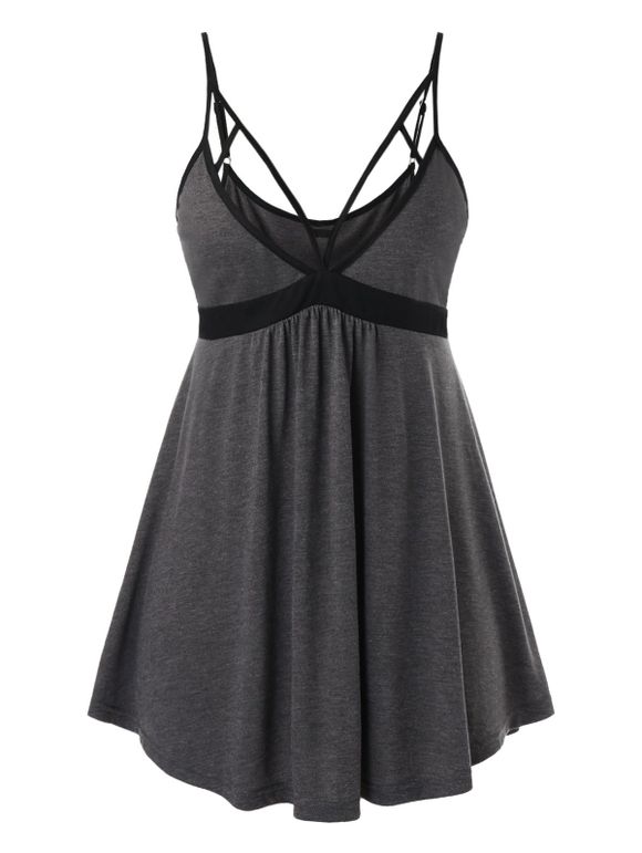 Débardeur Chiné à Bretelle de Grande Taille - Gris 5X