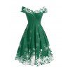 Robe Pliée Flocon de Neige à Epaule Dénudée - Vert Forêt Moyen L