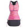 Maillot de Bain Tankini Perforé Zip en Avant de Grande Taille au Dos Nageur - Rose Vif 3X