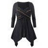 T-shirt Asymétrique Grande Taille à Col en Forme de Cœur - Gris Foncé 5X