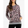 Floral Leopard Print Front Pocket Longline Sweatshirt - WOOD M