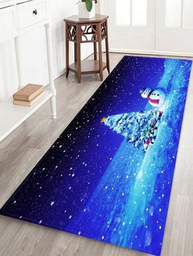 Christmas Tree Gifts Snowman Pattern Water Absorption Area Rug