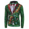 Sweat à Capuche de Noël Foudre Imprimé à Paillettes à Cordon - Vert 2XL