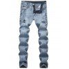 Ripped Painting Dots Scratch Casual Jeans - JEANS BLUE 32