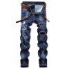 Patchworks Ripped Decoration Zip Fly Jeans - DENIM DARK BLUE 34