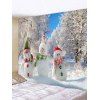 Tapisserie Murale Pendante Art Décoration Famille Bonhomme de Neige et Forêt de Noël Imprimés - multicolor W79 X L71 INCH