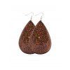 Boucles d'Oreilles Superposées Goutte d'Eau à Paillettes en Cuir - café 