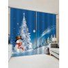 Rideaux de Fenêtre Sapin de Noël Forêt et Bonhomme de Neige Imprimés 2 Panneaux - multicolor W33.5 X L79 INCH X 2PCS