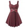 Débardeur Fleur Brodée de Grande Taille - Rouge Vineux 2X