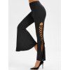 Pantalon Evasé Fendu en Couleur Unie à Lacets - Noir XL