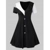 Plus Size Low Cut Two Tone Open Shoulder Dress - BLACK M