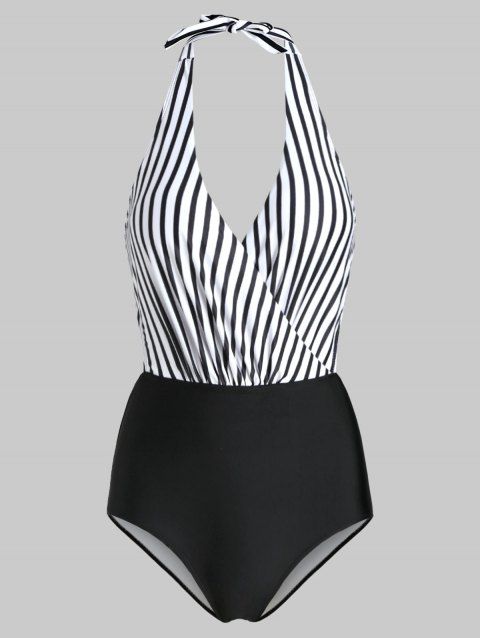 T Tahari Women's Polka Dot Solid Ruffle Surplice One-piece Swimsuit main image 0