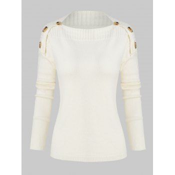 

Buttons Drop Shoulder Jumper Sweater, Crystal cream