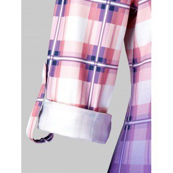 

Plus Size Plaid Lace Up Dip Dye Longline Top, Multicolor