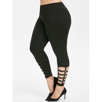 

Plus Size Studded Ladder Cut Leggings, Black