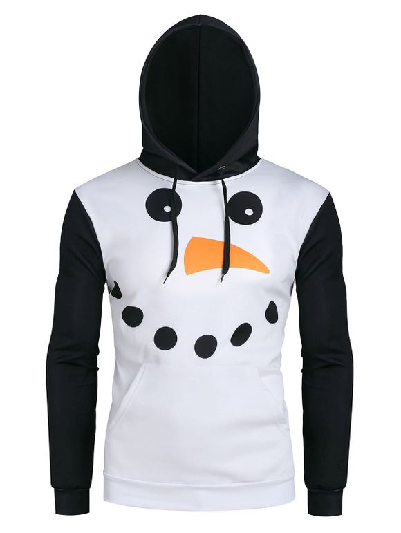 Sweat à Capuche de Noël Bonhomme de Neige Graphique avec Poche en Avant - multicolor S