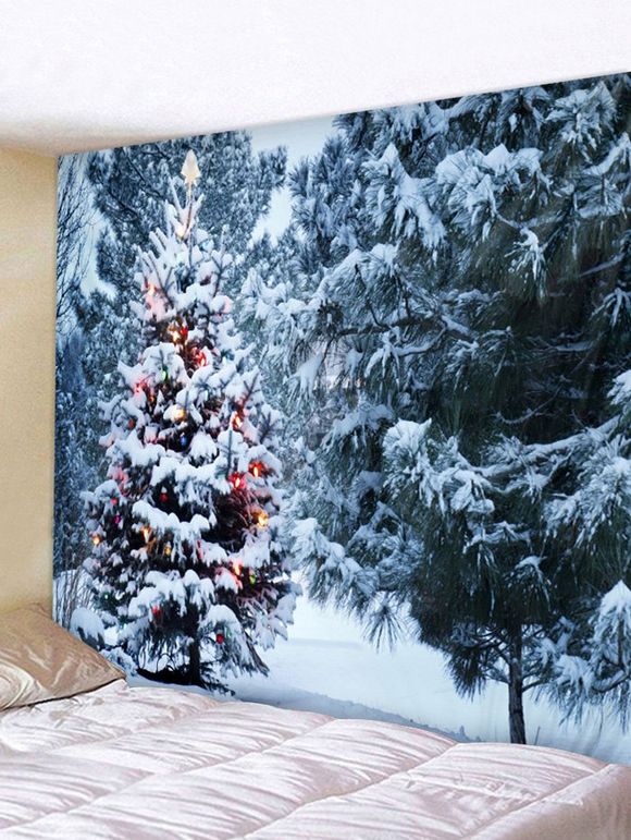 Tapisserie Murale Pendante Art Décoration Forêt et Sapin de Noël Imprimés - multicolor W79 X L71 INCH