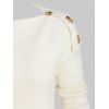 Buttons Drop Shoulder Jumper Sweater - CRYSTAL CREAM ONE SIZE