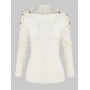 Buttons Drop Shoulder Jumper Sweater - CRYSTAL CREAM ONE SIZE