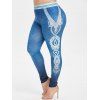 Legging Imprimé Baroque Grande Taille - Bleu 3X