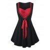 Débardeur Bicolore de Grande Taille avec Nœud Papillon - Noir L