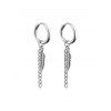 Boucles d'Oreilles Pendantes en Forme de Chaîne et de Plume - Argent 