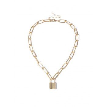 

Lock Pendant Punk Style Chain Necklace, Gold