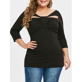 

Plus Size Cut Out Ruched T Shirt, Black