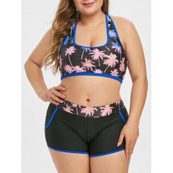 

Coconut Palm Binding Plus Size Sport Bikini Swimsuit, Black