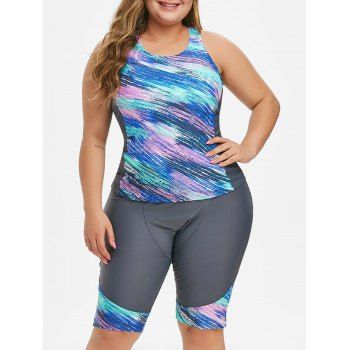 

Printed Racerback Plus Size Two Piece Swimsuit, Multicolor