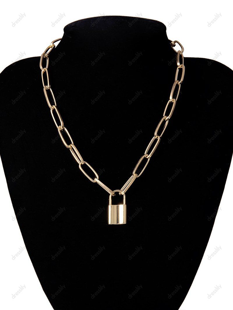 [39 OFF] 2020 Lock Pendant Punk Style Chain Necklace In GOLD DressLily
