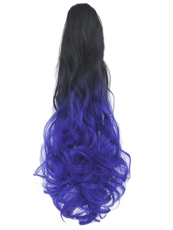 Extension de Cheveux Synthétique Longue Ombrée Vague de Corps - Bleu Cobalt 