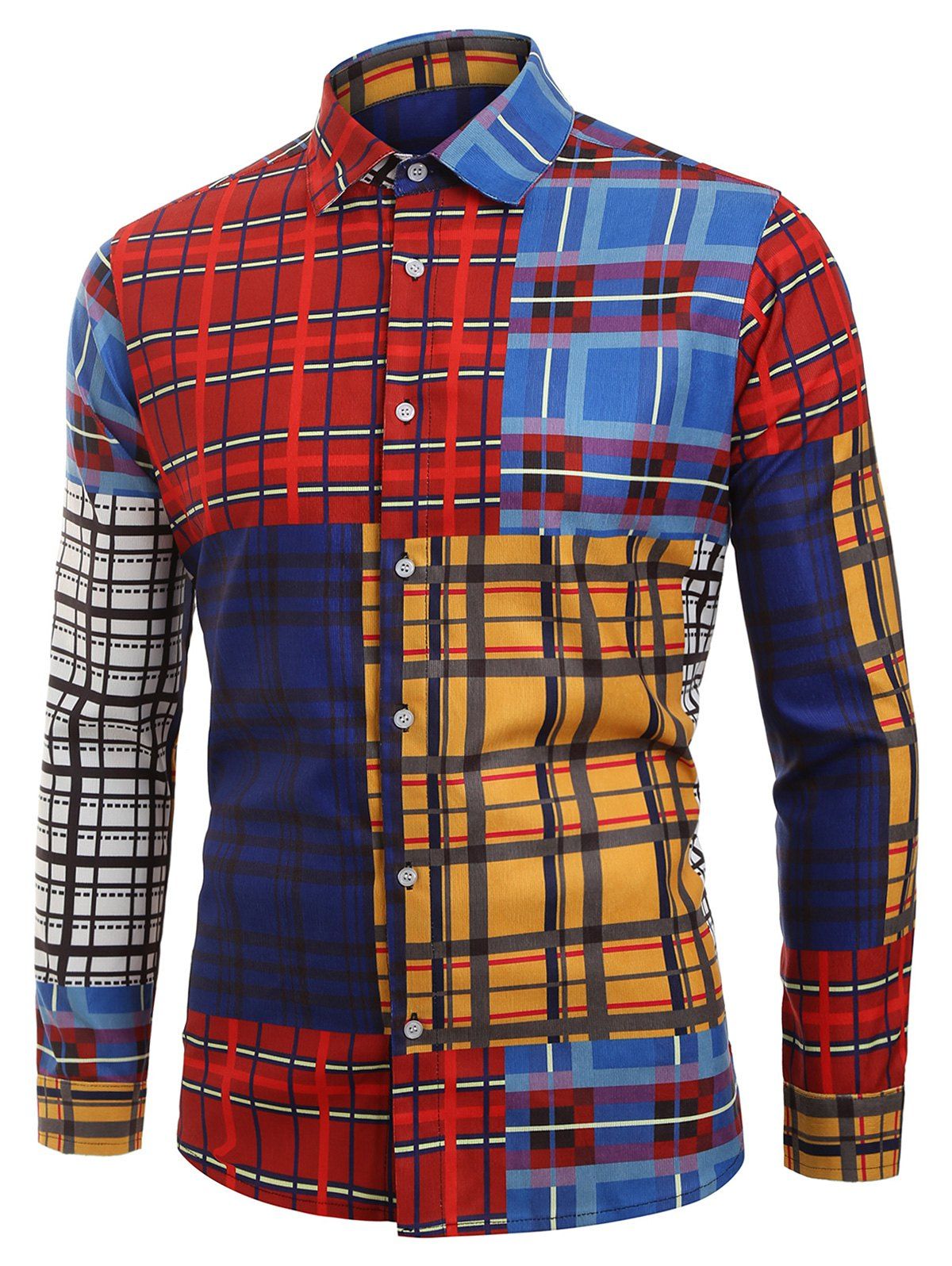 [34% OFF] 2021 Plaid Colorblock Spliced Casual Shirt In Multicolor ...