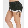 Bas de Maillot de Bain Rayé Plissé Détaillé de Grande Taille - Noir 3X