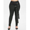 Pantalon Style Punk Anneaux en O de Grande Taille - Noir 3X